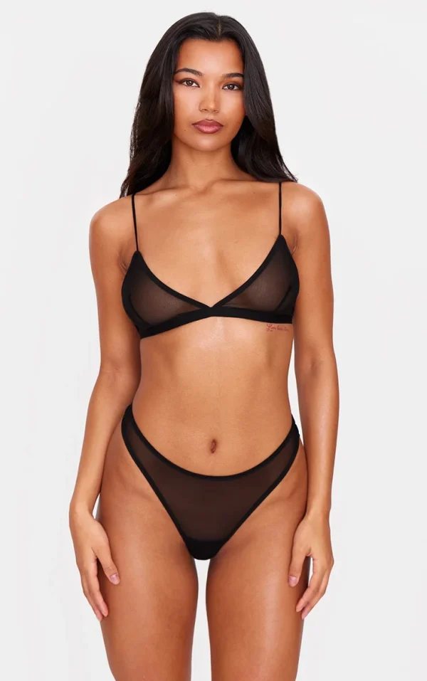 White/Black Mesh Pack of 2 Basic Triangle Bra