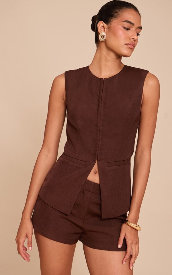 Dark Brown Pocket Detail Shorts