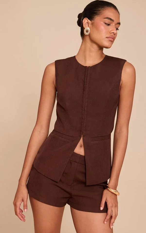 Dark Brown Pocket Detail Shorts
