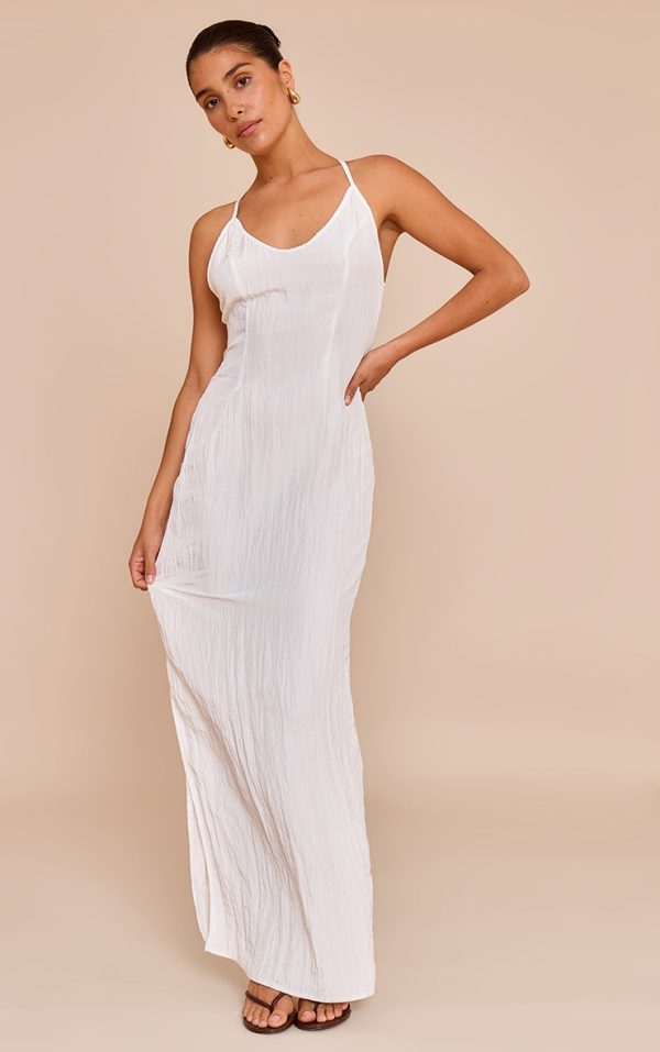 Petite White Beaded Strap Detail Maxi Dress