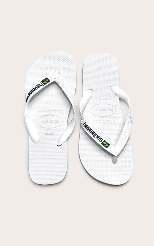 White Havaianas Brazil Logo Flip Flops