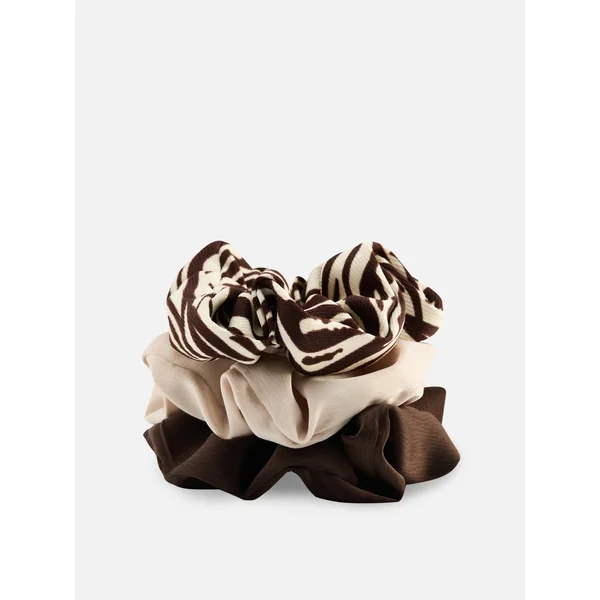 3-Pack Animal Scrunchies - Brown
