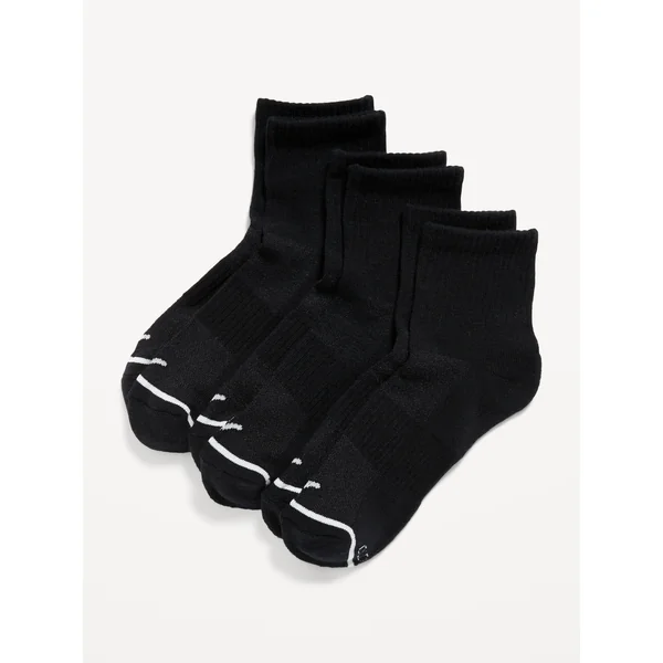 3-Pack Athletic Quarter Crew Socks for Women - Black