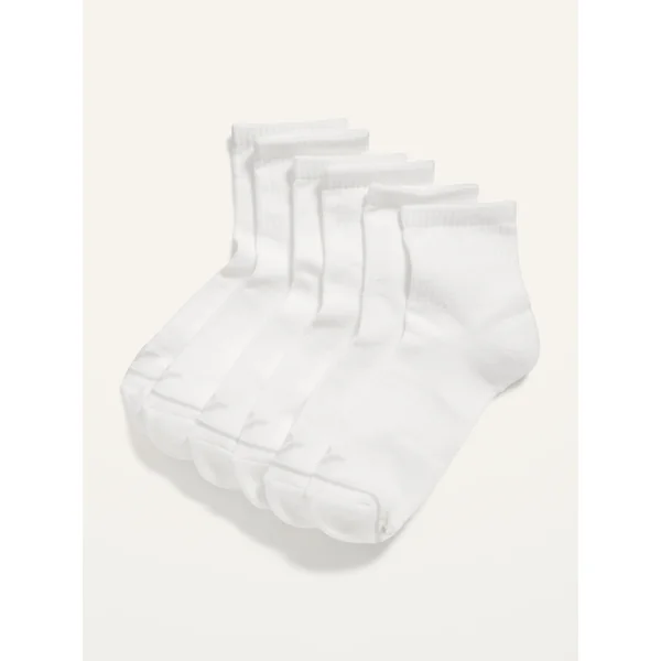 3-Pack Athletic Quarter Crew Socks for Women - Bright White