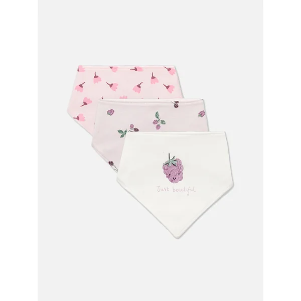3-Pack Berry Graphic Bandana Bibs - Pink