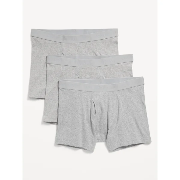 3-Pack Boxer Briefs -- 4.5-inch inseam - Heather Gray