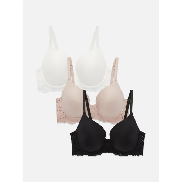 3-Pack Brushed T-Shirt Bras - Black