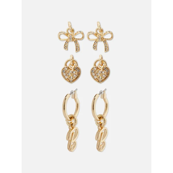 3-Pack Charm Earrings - Yellow