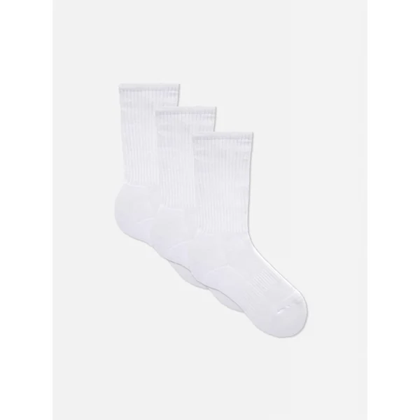 3-Pack Crew Sports Socks - White