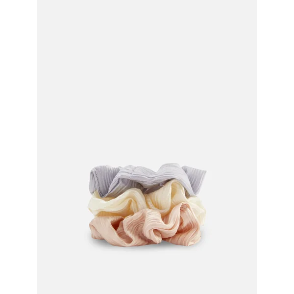 3-Pack Crinkle Hair Scrunchies - Yellow