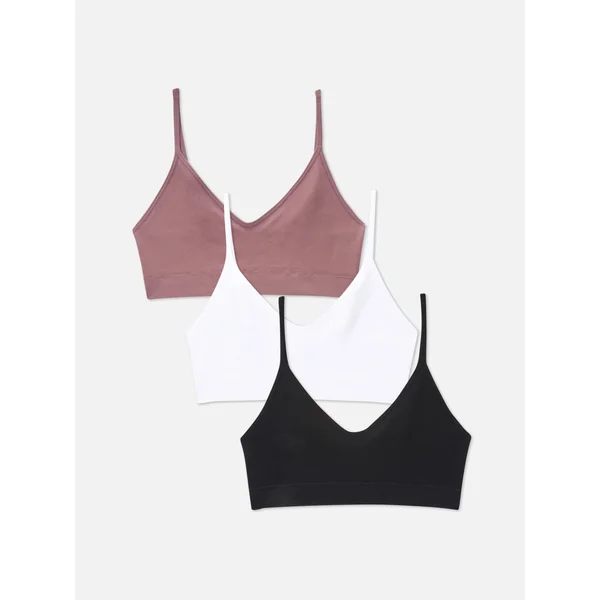 3-Pack Cropped Cami Seamless Bralettes - Black