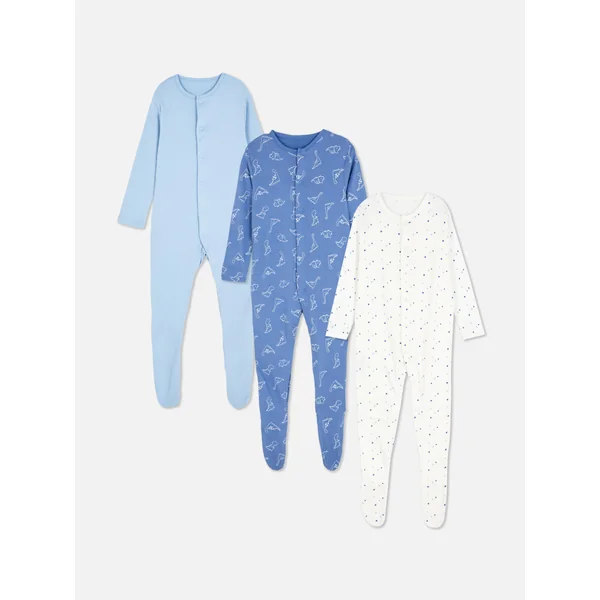 3-Pack Dinosaur Sleepers - Blue