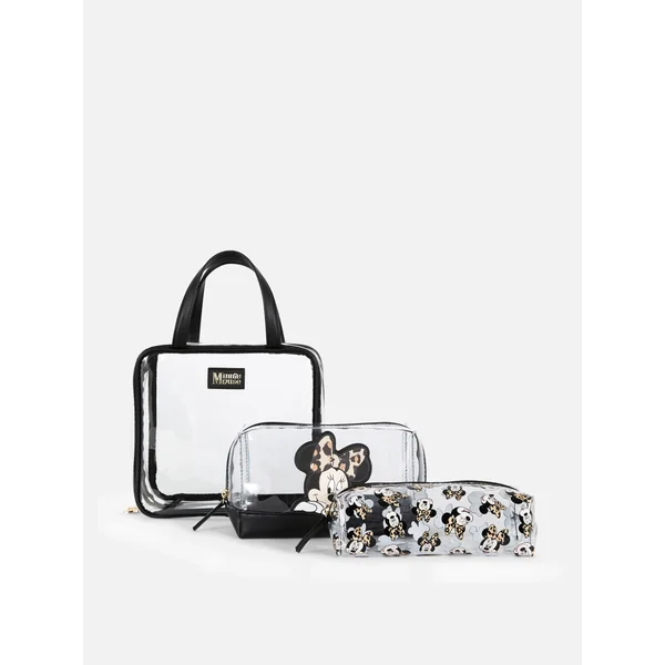 3-Pack Disney Minnie Mouse Makeup Bags - Black