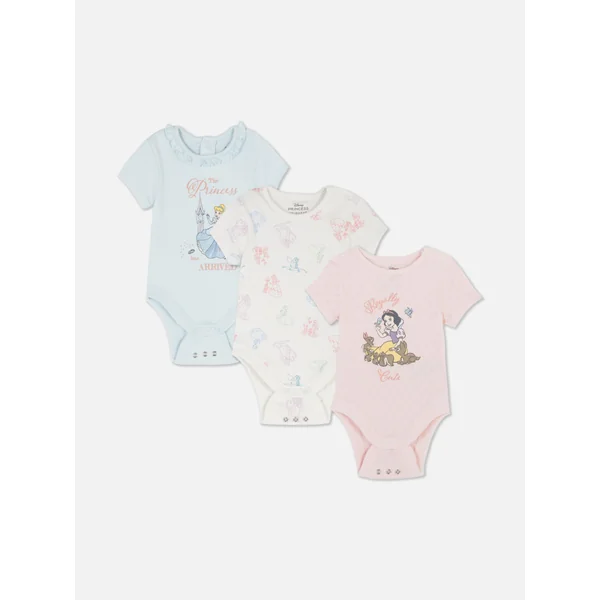 3-Pack Disney Princesses Newborn Bodysuits - Blue
