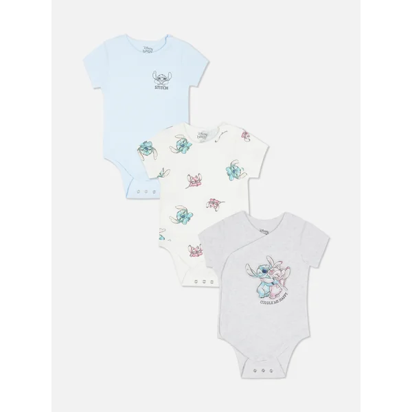 3-Pack Disney's Stitch Bodysuits - White