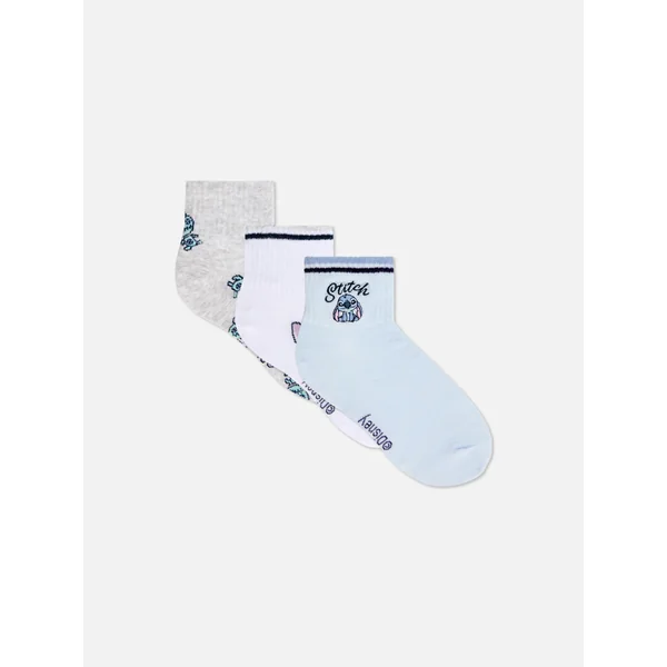 3-Pack Disney’s Stitch Crew Socks - Light Blue