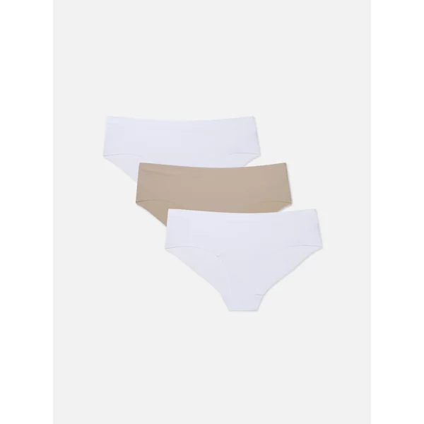 3-Pack Essential Invisible Hipster Briefs - White/Taupe