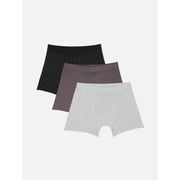 3-Pack Geometric Boxer Briefs - Black