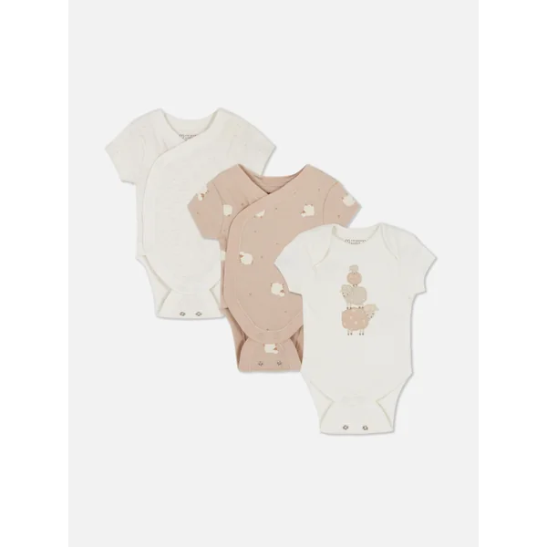 3-Pack Hatching Chick Bodysuits - Natural