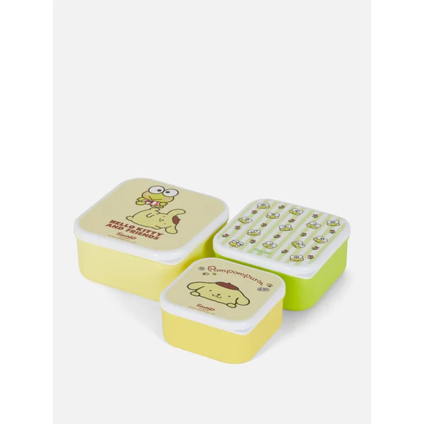 3-Pack Hello Kitty Pompompurin Stackable Snack Boxes - Red