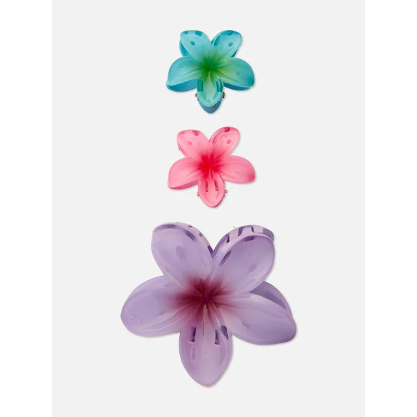 3-Pack Hibiscus Flower Hair Clips - Multi