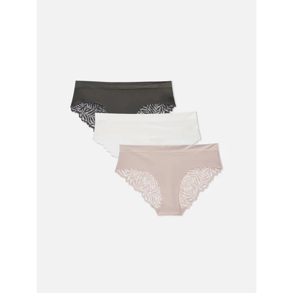 3-Pack Lace Back Brazilian Thongs - Gray