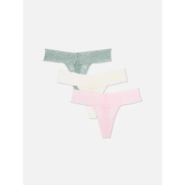 3-Pack Lace Bandeau Thongs - Green