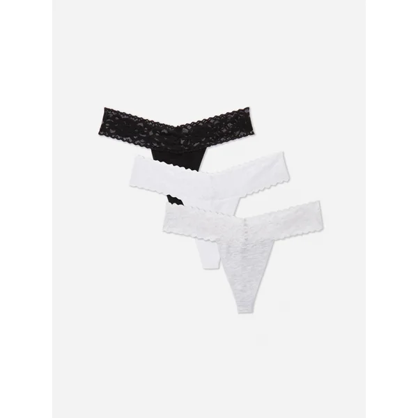 3-Pack Lace Thongs - Black