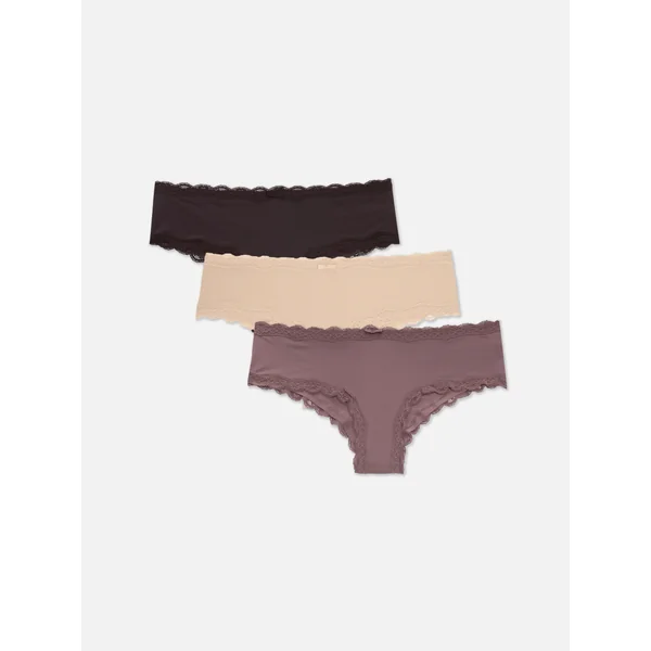 3-Pack Lace Trim Hipster Briefs - Fig