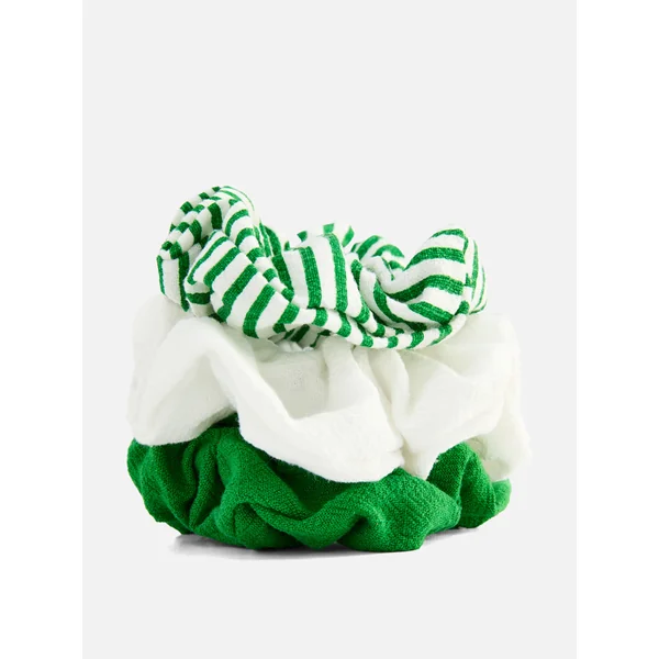3-Pack Linen Scrunchies - Green