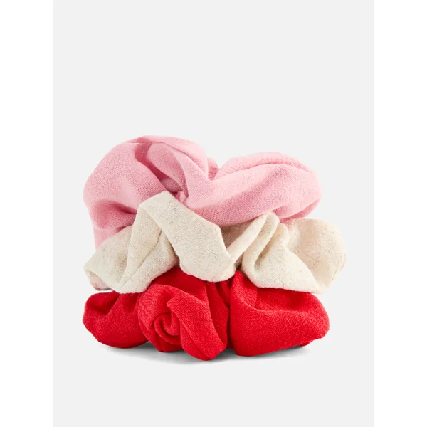 3-Pack Linen Scrunchies - Red