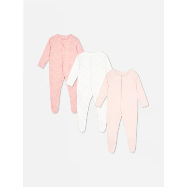3-Pack Long Sleeve Sleepers - Pink