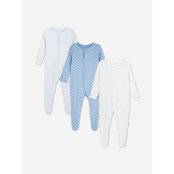 3-Pack Long Sleeve Star Sleepers - Blue