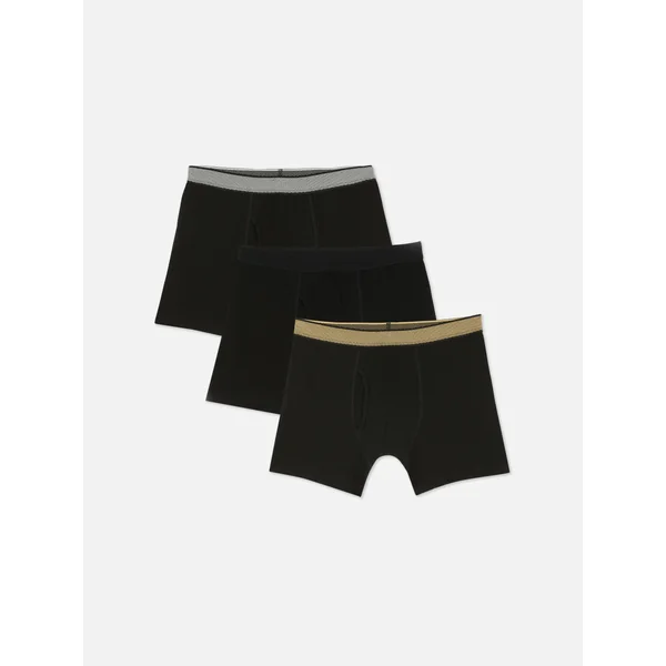 3-Pack Metallic Waistband Boxer Briefs - Black