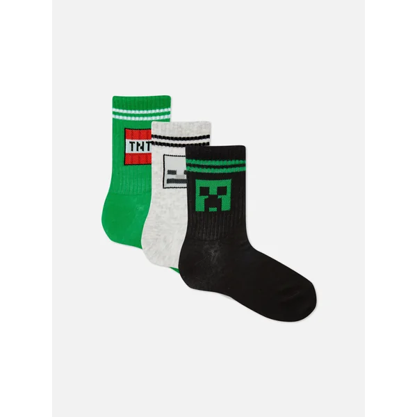 3-Pack Minecraft Ankle Socks - Green