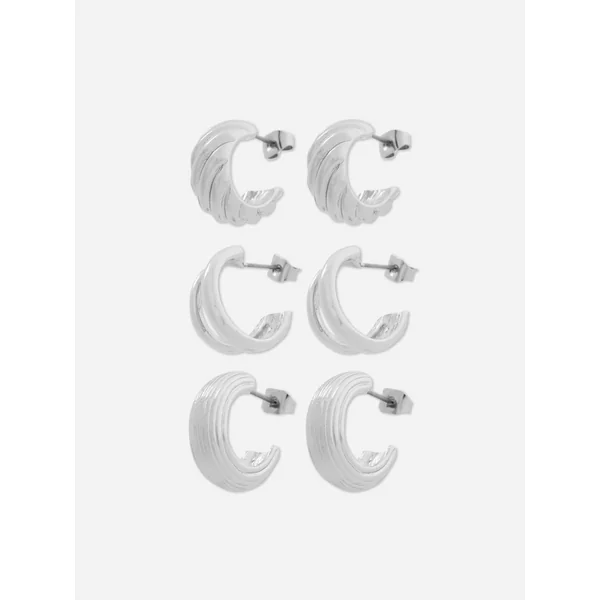 3-Pack Mini Hoop Earrings - White