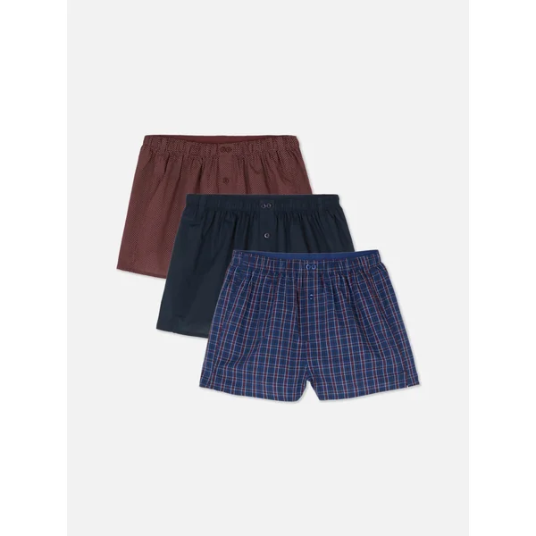 3-Pack Mixed Design Boxer Shorts - Burgundy