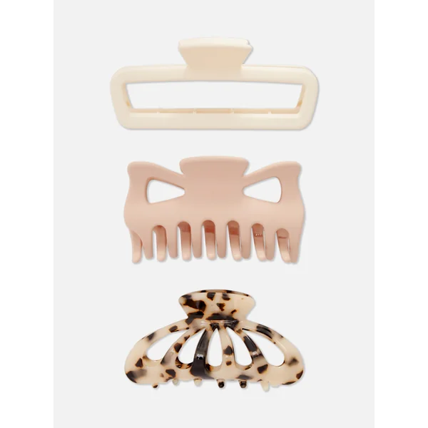 3-Pack Multi Hair Claws - Yellow