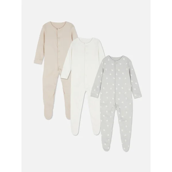 3-Pack Multi Long Sleeve Bodysuits - Taupe