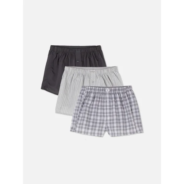 3-Pack Multi Print Boxer Shorts - Gray