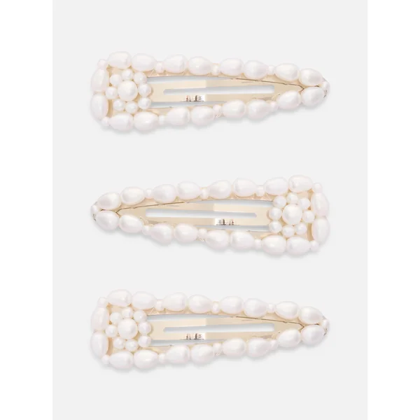 3-Pack Pearl Snap Clips - White