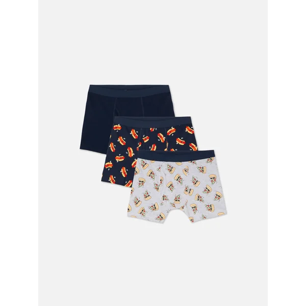 3-Pack Pizza and Hot Dog Boxer Briefs - Navy