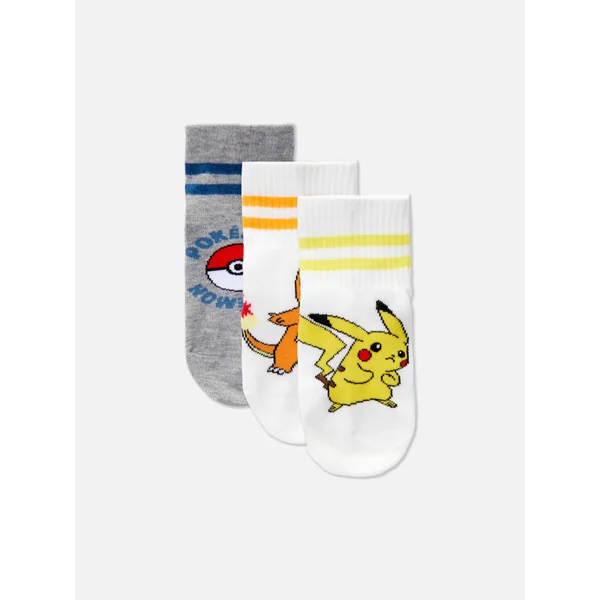 3-Pack Pokémon Ankle Socks - White