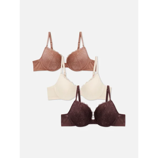 3-Pack Push Up Lace Bras - Fig