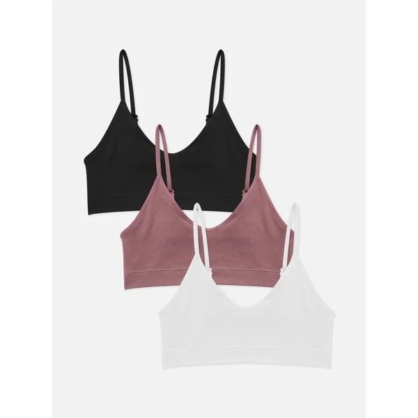 3-Pack Ribbed Cami Bralettes - Black