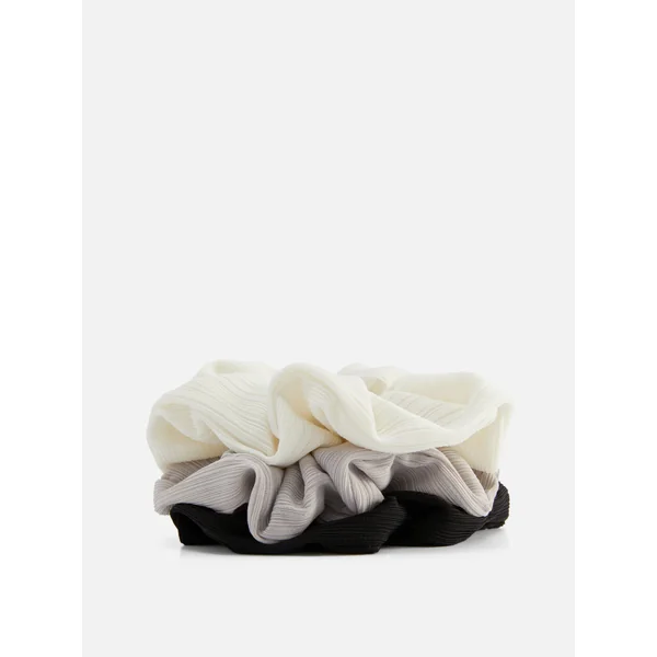 3-Pack Ribbed Hair Scrunchies - Black