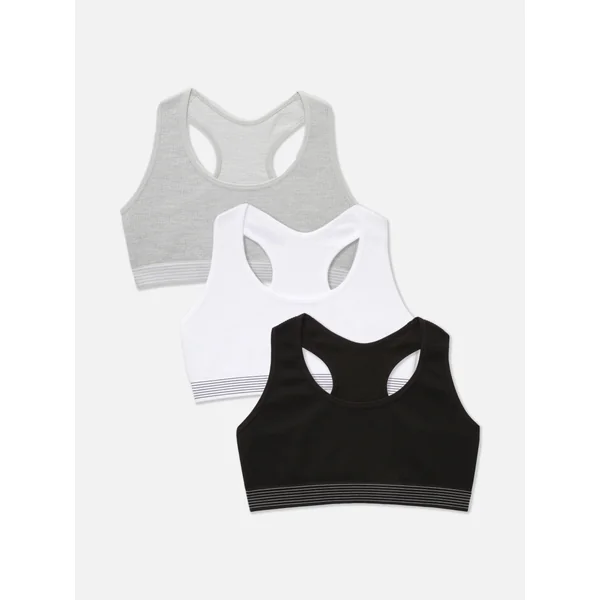 3-Pack Seamless Racerback Crop Tops - Black