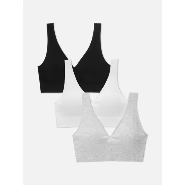 3-Pack Seamless V-neck Wireless Bras - Black