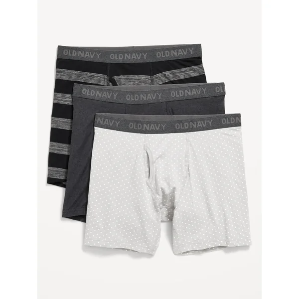 3-Pack Soft-Washed Boxer Briefs -- 6.25-inch inseam - Black Stripes