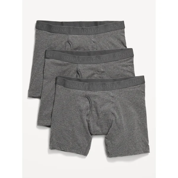 3-Pack Soft-Washed Boxer Briefs -- 6.25-inch inseam - Heather Gray
